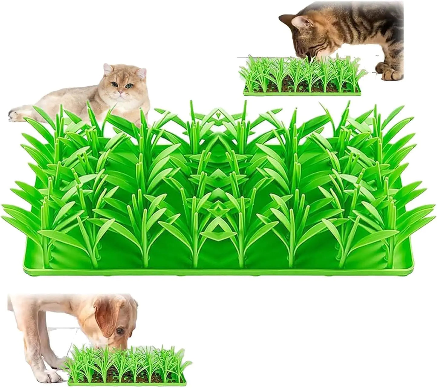 PawGrass™ Silicone Cat Grass Mat – Non-Slip Feeding & Play Pad