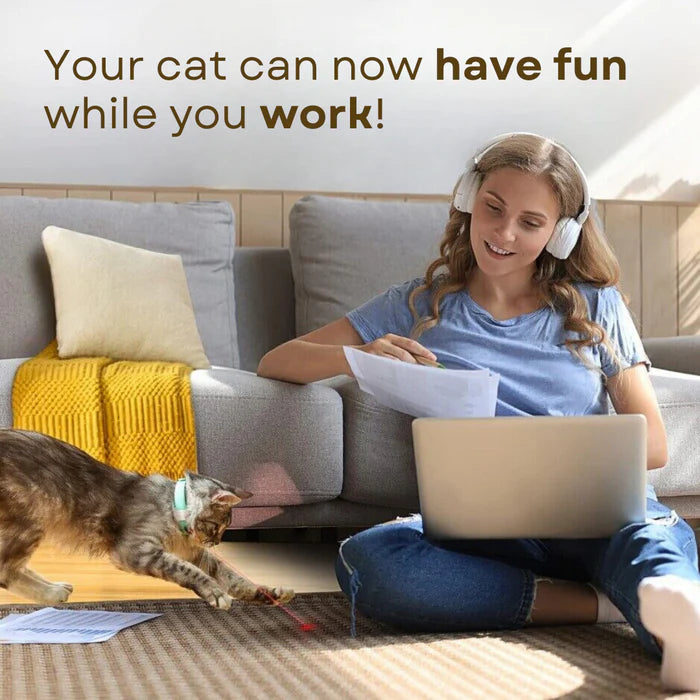 LaserPaw™ Adjustable USB Cat Laser Collar – Rechargeable Interactive Toy